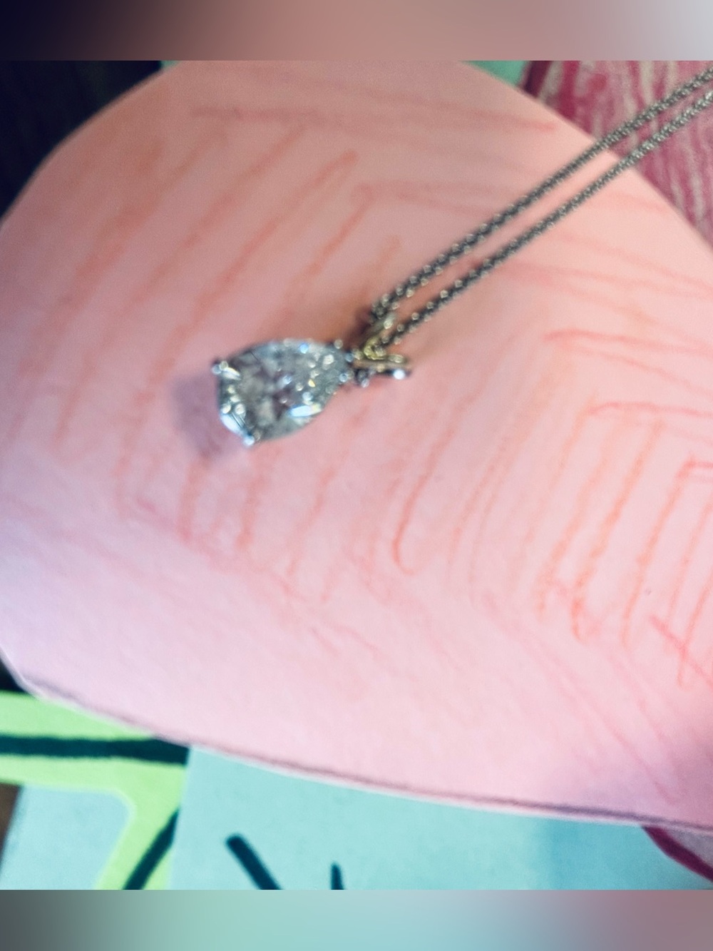 Sparkling Teardrop Pendant Diamond Necklace